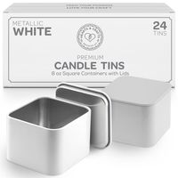 Boîte en fer blanc vide personnalisée pour bougies, petite boîte carrée en fer blanc rose pour parfum solide ou savon, pot en fer blanc pour bougies