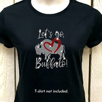 Transfert thermocollant personnalisé Bling Buffalo en strass pour logo d'équipe sportive sur sacs et t-shirts