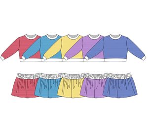Ensemble de vêtements tendance pour petite fille avec détails volantés : haut à manches longues à volants aux épaules et pantalon évasé à volants avec nœud - Product Image 6