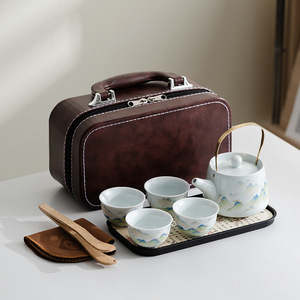 Service à thé de voyage, une <span class=keywords><strong>théière</strong></span>, quatre tasses, céramique, design créatif de style chinois, tendance, cadeau chic national, cadeau d'entreprise - Product Image 1
