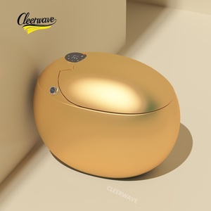 WC intelligent de luxe en forme d'œuf, couleur noire, avec télécommande automatique, pour salle de bain, style japonais, avec bidet intégré et fonction toilette. - Product Image 1