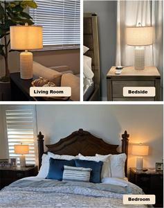 Nordic Style White Ceramic Bedside Table Light Modern <strong>Linen</strong> <strong>Shade</strong> for Bedroom Living Room Decor Table <strong>Lamp</strong> for Restaurant - Product Image 5