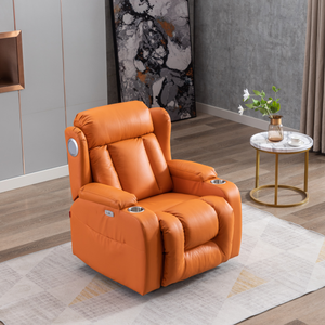 Sillón Reclinable Giratorio y Mecedora de Cuero con Masaje, Respaldo Alto y Portavasos para Casa Inteligente, Calidad de Lujo Personalizada - Product Image 5