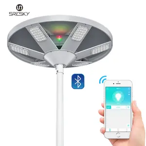 Alto luminoso HALO Serie integrato lampada esterna 60W smart paesaggio solare della luce di via con APP remote