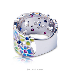 Joacii Fashion Colorful Enamel Ruby Stone 925 Silver Jewelry Ring With 18K White Gold Plated For Women And Men - Product Image 3