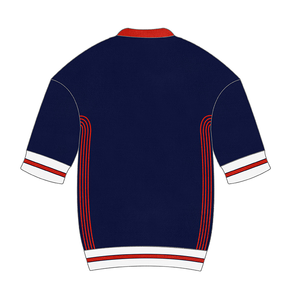 Vêtements de sport d'été avec LOGO <span class=keywords><strong>personnalisé</strong></span>, tricots, t-shirt polo en tricot à manches courtes, pull en jersey de <span class=keywords><strong>baseball</strong></span> en jacquard pour hommes - Product Image 2