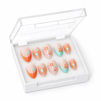 Ongles à presser pour l'été et la plage, en gel souple brillant forme amande, pour femme, Kuku Palsu, ongles artificiels en gel souple