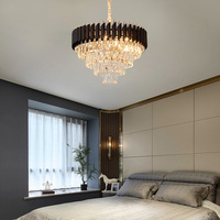 Haute Qualité Cristal Hôtel Décor Noir Lustre Pendentif Suspension Luminaire Lampes De Luxe Cristal Lumières Lustre