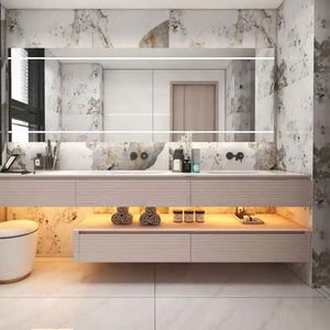 Mueble de Baño de Lujo Ligero, Tocador Personalizado, Muebles de Madera, Lavabo de Baño Personalizado, Mueble Flotante - Product Image 4