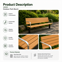 Banc de jardin en acier inoxydable avec dossier, durable et résistant à l'eau, 2 places, pour les espaces communautaires et les cours