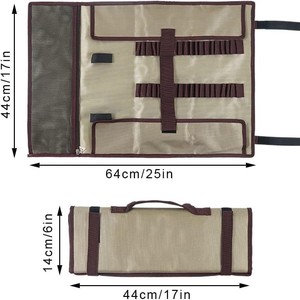 Cross Border Outdoor Tent Peg Storage <b>Bag</b> Oxford Fabric Multi Functional Camping <b>Tool</b> <b>Roll</b> With Hammer And Rope Khaki Color - Product Image 2