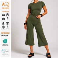 Ensemble de sport Aoyema HQ, haut à manches courtes et pantalon taille haute, pantalon large, vêtements de sport pour femmes, ensemble de yoga