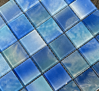 Kaca Mosaik Biru Poles untuk Kolam Renang, Dinding Latar, Kamar Mandi, Dekorasi Homestay Hotel, Kolam Ikan, Lanskap