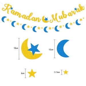 Guirlande de banderoles en papier <span class=keywords><strong>Moubarak</strong></span> à paillettes, étoile, lune, lettre d'aide, décoration du Ramadan musulman, fête, Mubarak, bannière - Product Image 6