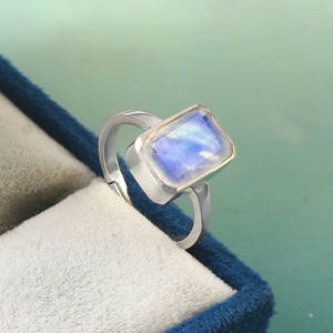 925 Sterling <b>Silver</b> <b>Boho</b> Eternity Vermeil <b>Ring</b> Classic Bezel Setting Rainbow Moonstone for Birthday or Anniversary - Product Image 2