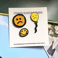 Vente en gros, personnalité mignon Smiley cri Expression crâne Badge broche sourire visage drôle doux broche Badge émail épingle