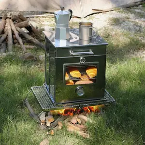 Oven Kemah lipat bahan baja tahan karat, kompor propana untuk memasak BBQ luar ruangan