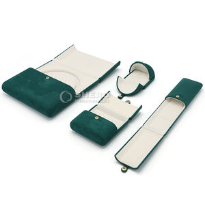 Caja de Joyería de Piel Sintética con Doble Apertura y Logotipo Personalizado Verde para Anillos, Colgantes, Pulseras, Brazaletes y Collares - Product Image 5