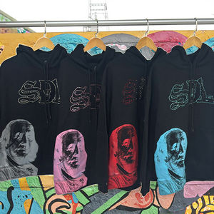 Sweat-shirts à capuche ODM SDL avec diamants, style hip-hop, personnalisés, hiver, respirants, décontractés, 100% coton, unisexe, avec poche - Product Image 3