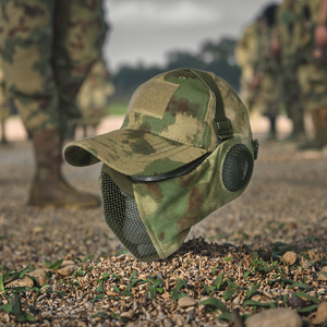 Masque tactique respirant en fil d'acier demi-visage pour les amateurs de plein air, masque en maille pliable pour <span class=keywords><strong>airsoft</strong></span>, chapeau - Product Image 1
