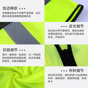 เสื้อกั๊กสะท้อนแสงแบบกำหนดเอง สีเขียวสะท้อนแสง แถบสะท้อนแสงที่ไหล่และเอวสองชั้น สำหรับงานก่อสร้างและงานจราจร - Product Image 2