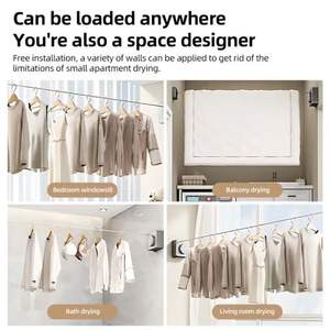 Séchoir à <span class=keywords><strong>Linge</strong></span> Rétractable Économiseur d'Espace pour Balcon Chambre Salle de Bain - Product Image 6