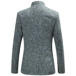 Novo Casaco Casual Slim Fit Sem Gola para Outono/Inverno, Cor Sólida, Manga Longa, <span class=keywords><strong>Blazer</strong></span> de Botão Único, Moda Zhongshan - Product Image 3