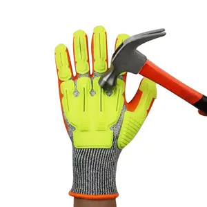 SONICE Manufacturer HPPE Anti-cut Level 5 Anti-slip Nitrile Coated Hand Protective Work Safety Impact Gloves