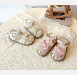 Sandali per Bambina <span class=keywords><strong>con</strong></span> Cuore di Perle, Stile Estivo 2026, Punta Chiusa, Fiocco, Suola in TPR, Fodera in PU, <span class=keywords><strong>Scarpe</strong></span> per Bambini - Product Image 5