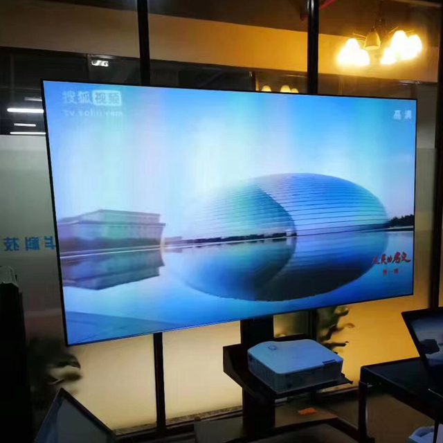 Hot PET Crystal Material 110 Inch 16:9 ALR Projection Daylight Zero Edge Fixed Frame Projector Screen