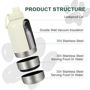 Bottiglia d'Acqua Portatile in Acciaio Inox per Cani con Ciotola in Finta Pelliccia per Viaggi e Bambini - Product Image 3