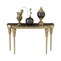 Table console de luxe en acier inoxydable chromé et doré et table en marbre de 1.3m