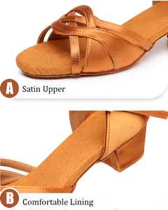 Zapatos de Baile de Satén para Niñas, Zapatos Modernos de Tango para Actuaciones, Zapatos de Salón de Baile de Tacón Bajo para Niñas y Damas - Product Image 2