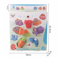Ensemble de jouets de bain pour bébé en paille de blé écologique et caoutchouc souple, avec arroseur animal en forme de cupcake et dinosaure flottant, jouet éducatif sensoriel