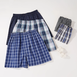 Pantalones cortos de pijama de algodón 100% para hombre, pantalones de playa a rayas informales con pantalones <span class=keywords><strong>Aro</strong></span> a cuadros transpirables - Product Image 3