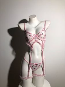 Hot Ladies See Through Floral Embroidery Lace Trim G-<b>string</b> Garter Belt Lingerie Erotic Intimate Sexy Woman Lingerie Set - Product Image 6