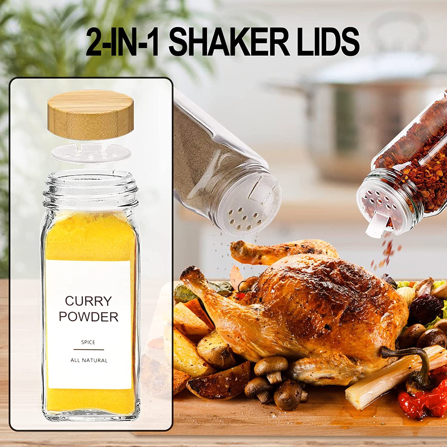 Bamboo Wood Lid Glass Storage Bottles Spice 4oz 120ml Kitchen Spice Jars 12pcs 24pcs 36pcs Spice Jars with Labels