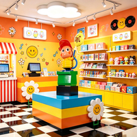 Grande sculpture au sol personnalisée en fibre de verre sculptée, motif personnage de dessin animé pop printanier, avec ballon imprimé, pour affichage en centre commercial, vitrine et magasin de détail