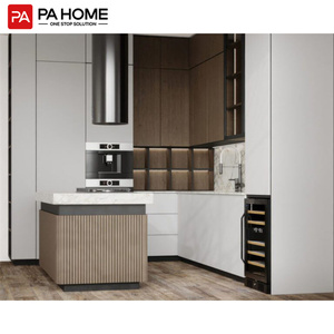 Petite armoire de cuisine modulaire en aluminium design moderne PINAI avec hotte et plaque de cuisson - Product Image 1