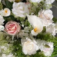 Arrangement floral de mariage personnalisable, rose blanche artificielle, calla lily, hydrangea vert, centre de table pour décoration de table