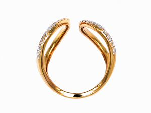 18K Gold Natural Diamond Pave Crossed Double Loop Open Ring Modern Romantic Luxury Jewelry For Women Fine Jewelry Daily Wear - Product Image 6
