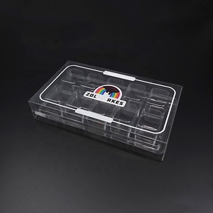 Custom dessert 10 macaron chocolate clear plastic box with insert square blister tray packaging