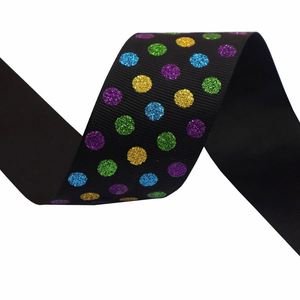 Ruban gros-grain à pois scintillants pour Halloween, 3,8 cm, 10 yards, pour emballage cadeau et décoration de fête - Product Image 6