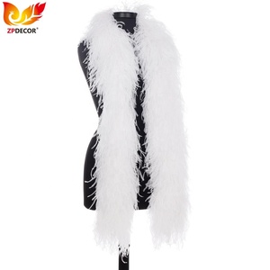 ZPDECOR Usine En Gros Vêtements en Plumes <span class=keywords><strong>Pas</strong></span> <span class=keywords><strong>Cher</strong></span> 8 Plis Blanc <span class=keywords><strong>Plume</strong></span> D'autruche Boas Écharpe pour Défilé De Mode - Product Image 1