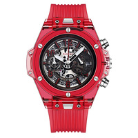 Reloj de Moda con Correa de Silicona, Elegante, Minimalista, Transparente, Multifuncional, Resistente al Agua 30M, Cuarzo Mineral, 45mm, con Agujas