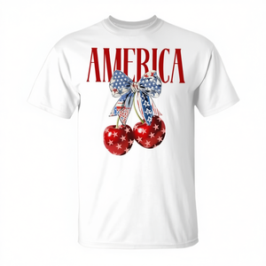 Camiseta patriótica del 4 de julio con bandera de Estados Unidos y cereza americana - Product Image 2