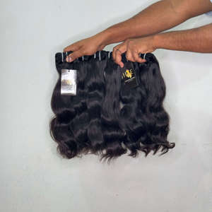 Paquete de cabello humano virgen indio de templo sin procesar, ondulado y rizado, con cierre y frontal para mujer - Product Image 1