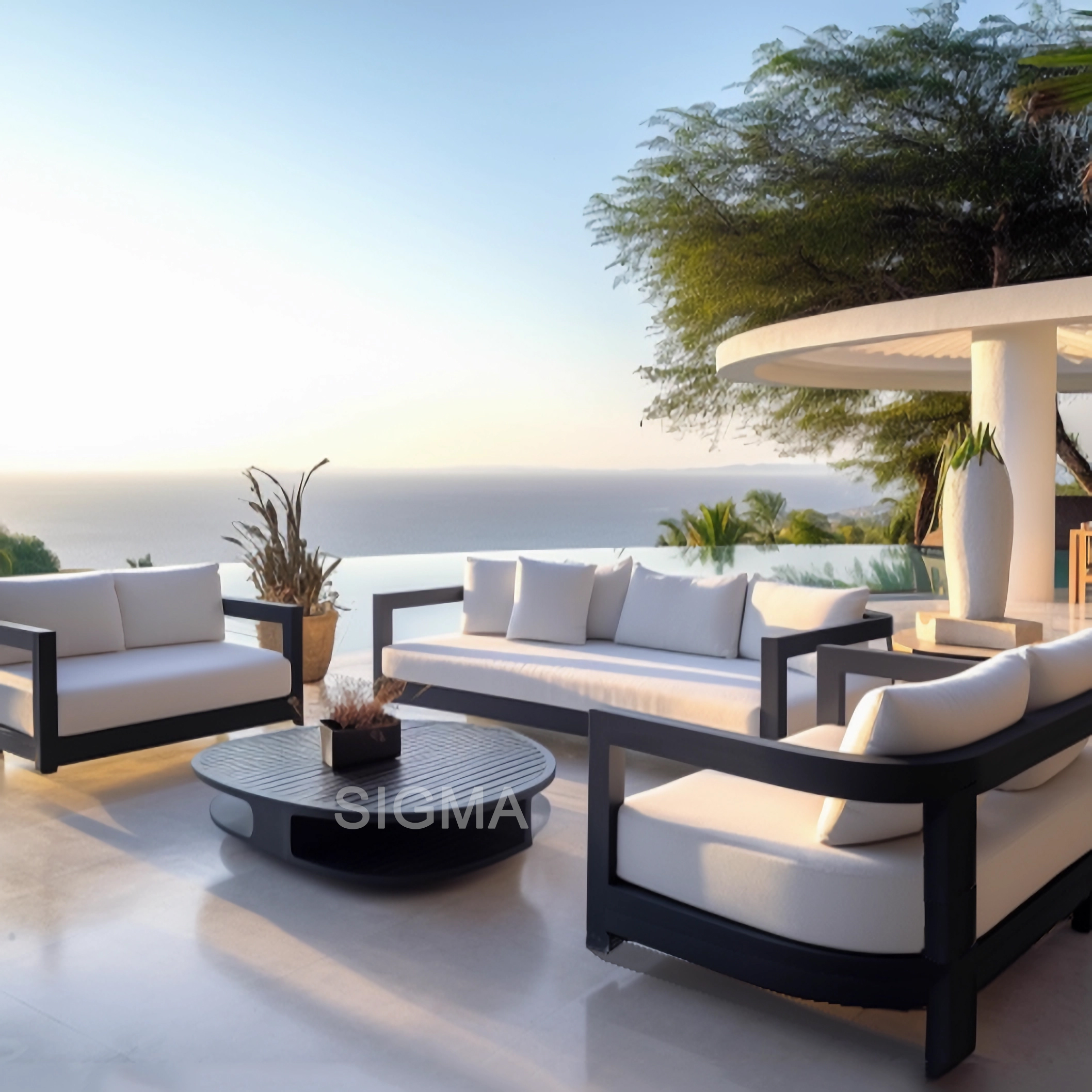 Luxury Outdoor Garden Aluminum Sofa Set Patio outdoor Furniture Set Two seat Sofa