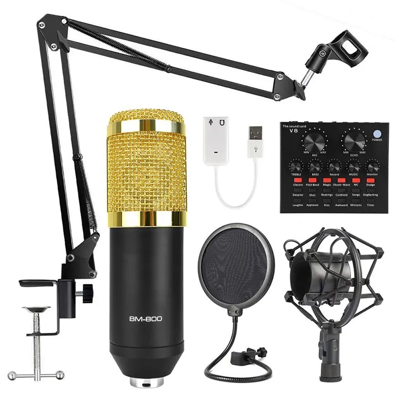 BM800 XieHe Mikrofon Kondensor Elektrik, Kit Studio Mikrofon Profesional Asli Sempurna