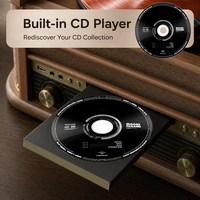 Tourne-disque vinyle rétro en bois pour le divertissement à domicile, lecteur phonographe tout-en-un avec enregistrement CD MP3 USB radio AM FM